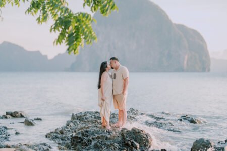 Couple walking on the beach at sunset, El Nido — Aubrey Stills Studio